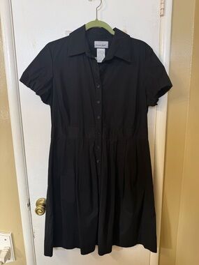 Breakin’ Loose Vintage Black Button-Front Shirt Dress with Collar Size 16